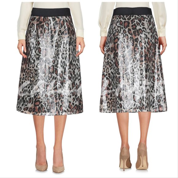 Callie Lives Dresses & Skirts - Elaine Wild Sequin White Leopard A-Line Midi Skirt